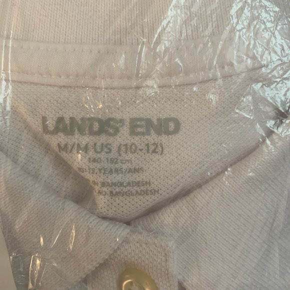 NWT LANDS' END GIRLS LONG SLEEVE FEMININE FIT MESH POLO SHIRT WHITE MEDIUM 10-12 - Picture 6 of 8